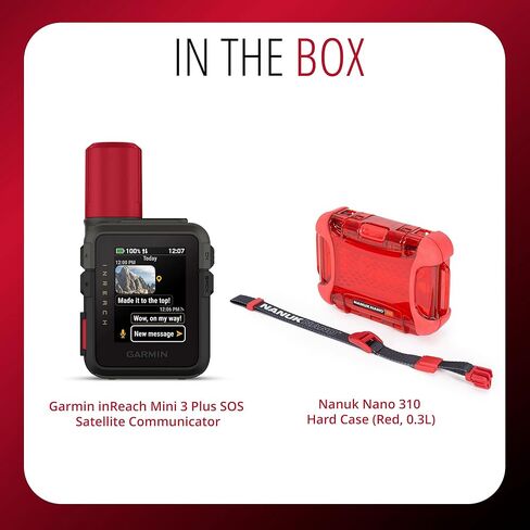 مجموعة جهاز الاتصال عبر الأقمار الصناعية InReach Mini 3 Plus SOS من Garmin مع حافظة صلبة نانو (قطعتان) in Kuwait
