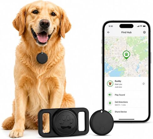 طوق GPS للكلاب، جهاز تعقب الحيوانات الأليفة (Android فقط) علامة ذكية، مقاوم للماء متوافق مع Google Find My، بدون رسوم شهرية، طوق ذكي لحل التتبع المتقدم لسلامة الحيوانات الأليفة، مثالي للكلاب الصغيرة والكبيرة in Kuwait