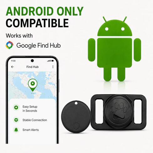 طوق GPS للكلاب، جهاز تعقب الحيوانات الأليفة (Android فقط) علامة ذكية، مقاوم للماء متوافق مع Google Find My، بدون رسوم شهرية، طوق ذكي لحل التتبع المتقدم لسلامة الحيوانات الأليفة، مثالي للكلاب الصغيرة والكبيرة in Kuwait