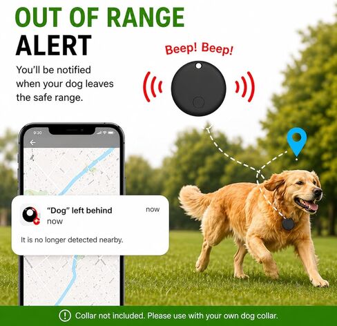 طوق GPS للكلاب، جهاز تعقب الحيوانات الأليفة (Android فقط) علامة ذكية، مقاوم للماء متوافق مع Google Find My، بدون رسوم شهرية، طوق ذكي لحل التتبع المتقدم لسلامة الحيوانات الأليفة، مثالي للكلاب الصغيرة والكبيرة in Kuwait
