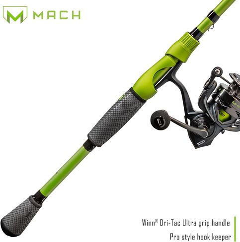Lew's MACH 2 Spinning Reel and Fishing Rod Combo, 7-Foot 2-Piece IM8 Graphite Blank Rod, Size 300 Reel, Right or Left-Hand Retrieve, Black/Green in Saudi Arabia