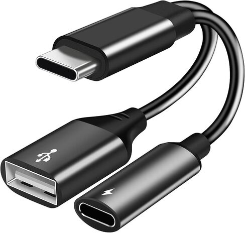محول USB C إلى USB مع شحن من النوع C، موزع OTG 2 في 1 من النوع C 3.0 مع شحن سريع 60 وات PD متوافق مع iPhone 16 15 Pro Max وGalaxy S24 S23 S22 وPixel 9 8 7 وiPad Pro وGoogle TV 2020 in Kuwait