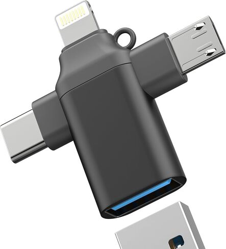 USB to Type C Adapter (3in1)Micro USB C Lightning Male OTG Female for Apple for Iphone 17 16 15 14 Pro Max Macbook Converter Thunderbolt for Ipad 3.0 Port Cable Camera compatible with Samsung S25 HUB in Saudi Arabia