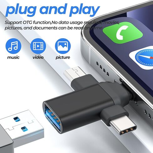 USB to Type C Adapter (3in1)Micro USB C Lightning Male OTG Female for Apple for Iphone 17 16 15 14 Pro Max Macbook Converter Thunderbolt for Ipad 3.0 Port Cable Camera compatible with Samsung S25 HUB in Saudi Arabia