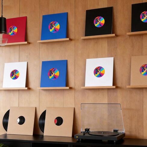 MECCANIXITY 12"x12" Vinyl Record Inner Paper Sleeves, 10 Pcs 110GSM Anti Static Kraft Paper Vinyl Record Jackets Center Hole with Poly Lined for LP Albums Storage Protection Covers (Red) in Saudi Arabia