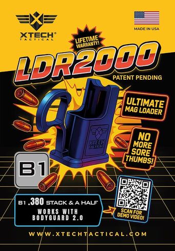 XTECH LDR2000 B1 Magazine Speed Loader for Smith & Wesson M&P Bodyguard 2.0 .380 - Made in USA - Fast Thumb Saver Mag Loader in Saudi Arabia