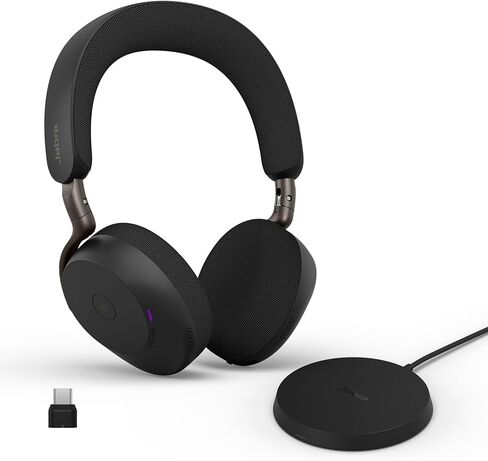 Jabra Evolve3 75 On-Ear Wireless Bluetooth Headset with Microphone for Work, USB-C, AI Voice Call Technology, Advanced Active Noise Cancellation, 22-Hour Battery, Works with Online Meeting Apps, Black in Saudi Arabia
