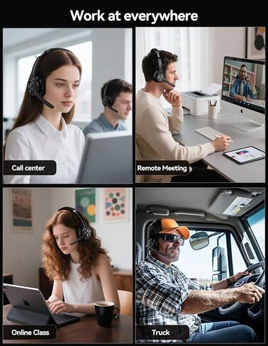 TECKNET Trucker Bluetooth Headset, Wireless Headset with Mic for Work, V5.2 Bluetooth Headphones with AI Noise Cancelling Microphone, 60H Battery, On-Ear Headphones for Call Center, Office, Drivers in Saudi Arabia