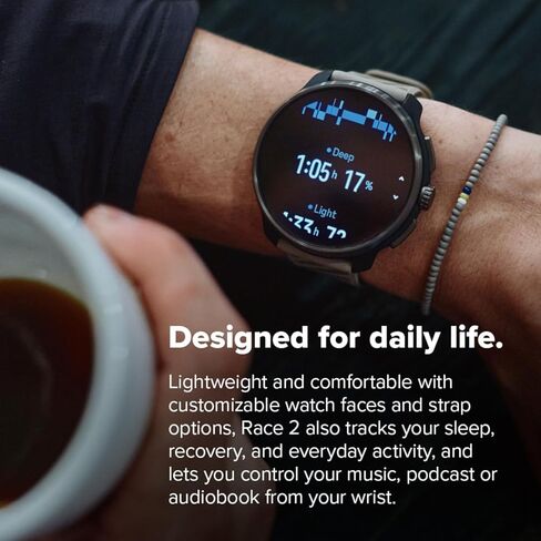 SUUNTO Race 2 GPS Sports Watch, 1.5" AMOLED Touchscreen w/Crown, Titanium Black & SUUNTO 22 ATH8 Silicone Strap Orange S+M in Saudi Arabia
