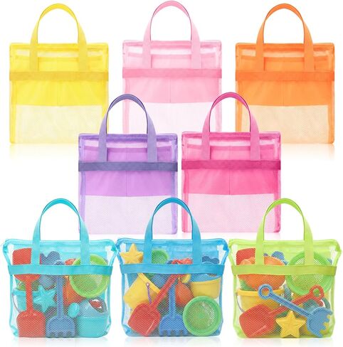 Kinlop 8 Pcs Beach Mesh Fanny Pack, Seashell Bag Mesh, Beach Bag Breathable, Waterproof Adjustable Belt Portable Lightweight Outdoor Sports Waist Pack for Travel, Pastel Colors in Saudi Arabia