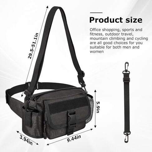 Hiking Fanny Pack, Waterproof Men's Waist Packs with Kettle Sleeve Elastic Net, Adjustable Carry Bag, for Tactical Outdoor Cycling Running Tactical Traveling in Saudi Arabia