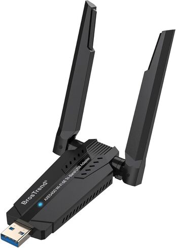BrosTrend AXE5400 محول USB WiFi ثلاثي الموجات Linux لـ Ubuntu وMint وDebian وRaspberry Pi OS وKubuntu وZorin وWindows 11/10 وما إلى ذلك، Wi-Fi 6E 6 جيجا هرتز / 5 جيجا هرتز / 2.4 جيجا هرتز، دونجل واي فاي طويل المدى، زمن وصول منخفض للغاية in Saudi Arabia