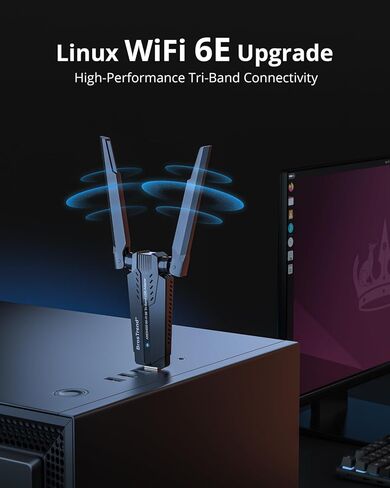 BrosTrend AXE5400 محول USB WiFi ثلاثي الموجات Linux لـ Ubuntu وMint وDebian وRaspberry Pi OS وKubuntu وZorin وWindows 11/10 وما إلى ذلك، Wi-Fi 6E 6 جيجا هرتز / 5 جيجا هرتز / 2.4 جيجا هرتز، دونجل واي فاي طويل المدى، زمن وصول منخفض للغاية in Saudi Arabia