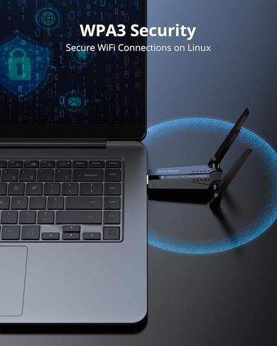 BrosTrend AXE5400 محول USB WiFi ثلاثي الموجات Linux لـ Ubuntu وMint وDebian وRaspberry Pi OS وKubuntu وZorin وWindows 11/10 وما إلى ذلك، Wi-Fi 6E 6 جيجا هرتز / 5 جيجا هرتز / 2.4 جيجا هرتز، دونجل واي فاي طويل المدى، زمن وصول منخفض للغاية in Saudi Arabia