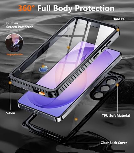 Designed for Samsung Galaxy S26 Ultra Case Waterproof, Built-in Lens & Screen Protector Military Grade Shockproof Dropproof IP68 Underwater Full Body Phone Case for Galaxy S26 Ultra 6.9"-Black in Saudi Arabia
