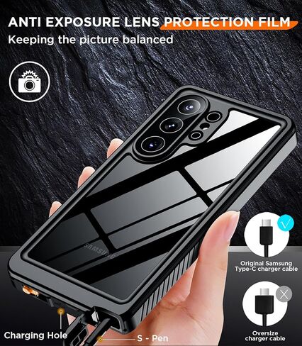 Designed for Samsung Galaxy S26 Ultra Case Waterproof, Built-in Lens & Screen Protector Military Grade Shockproof Dropproof IP68 Underwater Full Body Phone Case for Galaxy S26 Ultra 6.9"-Black in Saudi Arabia