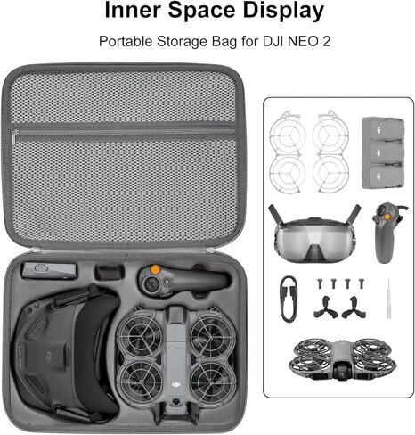 Carrying Case for DJI Neo 2 Accessories, Hard Shell Travel Storage Bag Compatible with DJI Goggles N3, RC Motion 3, Batteries & Charger Hub – Shoulder Protection Box in Saudi Arabia