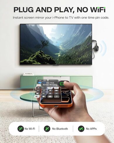 محول عرض لاسلكي AIMIBO True 4K، 2026 التوصيل والتشغيل 2.4G+5G@60 هرتز HDMI دونجل لاسلكي لهاتف i-Phone 17 Android Windows macOS Tablet كمبيوتر محمول إلى شاشة HDTV جهاز عرض - يدعم Airplay DLNA Miracast in Kuwait