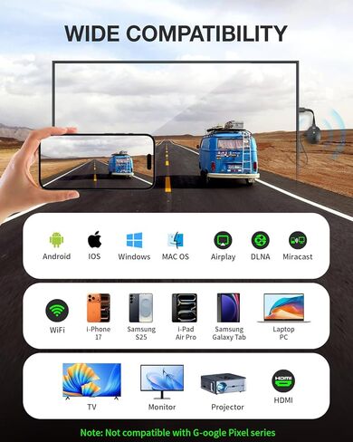 محول عرض لاسلكي AIMIBO True 4K، 2026 التوصيل والتشغيل 2.4G+5G@60 هرتز HDMI دونجل لاسلكي لهاتف i-Phone 17 Android Windows macOS Tablet كمبيوتر محمول إلى شاشة HDTV جهاز عرض - يدعم Airplay DLNA Miracast in Kuwait