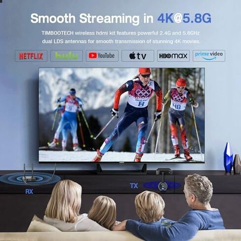 جهاز إرسال HDMI لاسلكي من TIMBOOTECH × 2 وجهاز استقبال واحد 4K، 5.8G HDMI جهاز إرسال لاسلكي لنقل فيديو ثابت، التوصيل والتشغيل، يدعم شاشات HDMI وVGA المزدوجة، 165FT/50M، رمادي in Kuwait