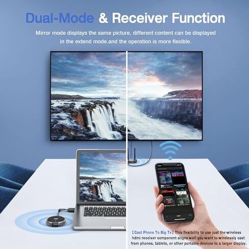 جهاز إرسال HDMI لاسلكي من TIMBOOTECH × 2 وجهاز استقبال واحد 4K، 5.8G HDMI جهاز إرسال لاسلكي لنقل فيديو ثابت، التوصيل والتشغيل، يدعم شاشات HDMI وVGA المزدوجة، 165FT/50M، رمادي in Kuwait