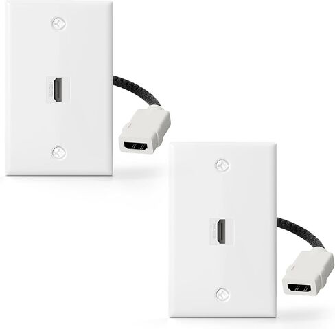 VCE HDMI 2.1 Keystone Wall Plate UL Listed, 1 Port Outlet with 8K 60Hz 7.09-inch Pigtail Cable, Single Gang Plate for White Wall-Mount HDMI Interface Solution, 2 Pack in Saudi Arabia