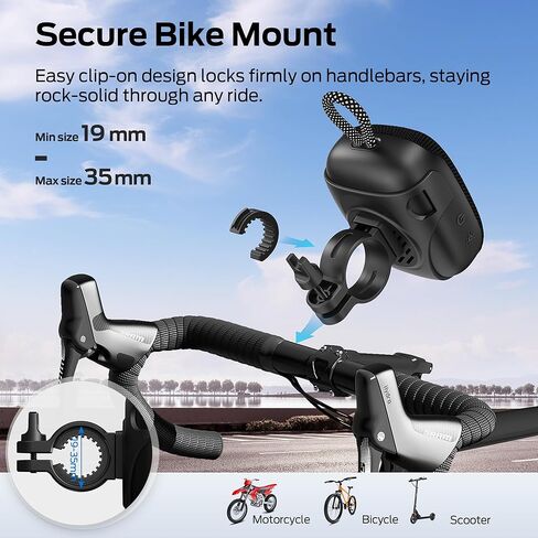 Monster S300 Portable Bluetooth Bike Speaker, IPX7 Waterproof Wireless Shower Speaker with RGB Lights, 10H Playtime, Loud Sound, Bluetooth 6.0, Bike Accessories, TWS, for Outdoors/Travel/Home, Black in Saudi Arabia