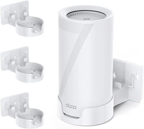 حامل حائط W&J 1983 لجهاز TP-Link Deco BE75/BE85/BE95/BE10000/BE17000/BE22000/BE33000 Mesh WiFi 7، حامل دعامة ABS مطور مع تخزين الكابل ومحول الطاقة، سهل التركيب (أبيض-3) in Saudi Arabia