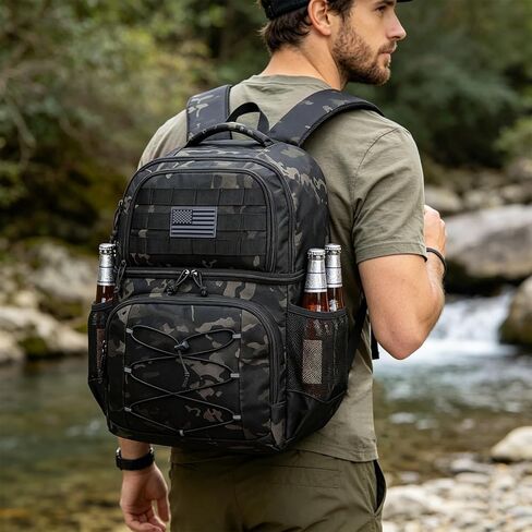 Tactical Cooler Backpack 36 Cans Double Deck Insulated Backpack Cooler Bag for Men Women, Soft Lightweight Leakproof Lunch Backpack for Camping, Hiking, Travel, Beach, Picnic in Kuwait
