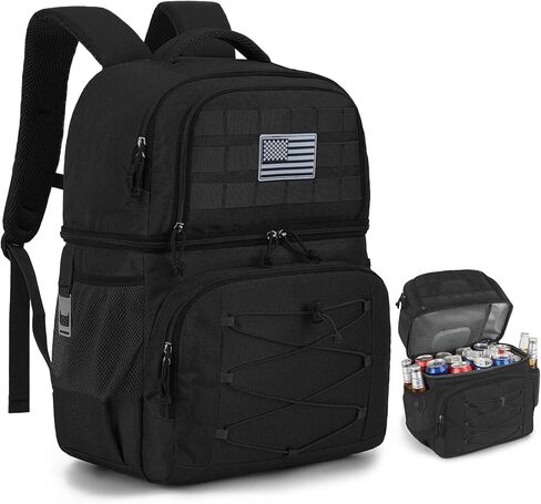 Tactical Cooler Backpack 36 Cans Double Deck Insulated Backpack Cooler Bag for Men Women, Soft Lightweight Leakproof Lunch Backpack for Camping, Hiking, Travel, Beach, Picnic in Kuwait