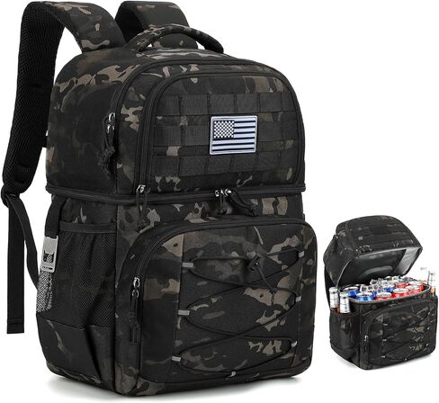 Tactical Cooler Backpack 36 Cans Double Deck Insulated Backpack Cooler Bag for Men Women, Soft Lightweight Leakproof Lunch Backpack for Camping, Hiking, Travel, Beach, Picnic in Kuwait