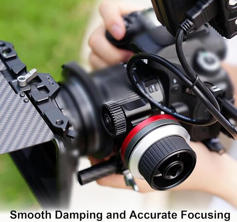 Yunseity اتبع التركيز مع توقف AB، عجلة مطلية بالمطاط قابلة للتعديل لكاميرات DSLR بدون مرآة، مع مشبك قضيب 15 مم وتعديل زاوية 225 درجة in Kuwait