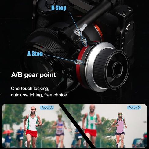 Yunseity اتبع التركيز مع توقف AB، عجلة مطلية بالمطاط قابلة للتعديل لكاميرات DSLR بدون مرآة، مع مشبك قضيب 15 مم وتعديل زاوية 225 درجة in Kuwait