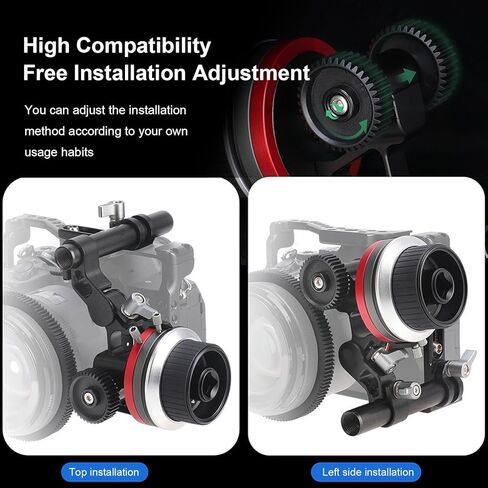 Yunseity اتبع التركيز مع توقف AB، عجلة مطلية بالمطاط قابلة للتعديل لكاميرات DSLR بدون مرآة، مع مشبك قضيب 15 مم وتعديل زاوية 225 درجة in Kuwait