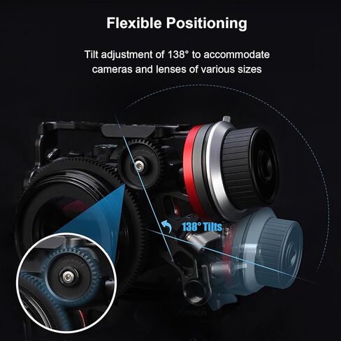 Yunseity اتبع التركيز مع توقف AB، عجلة مطلية بالمطاط قابلة للتعديل لكاميرات DSLR بدون مرآة، مع مشبك قضيب 15 مم وتعديل زاوية 225 درجة in Kuwait