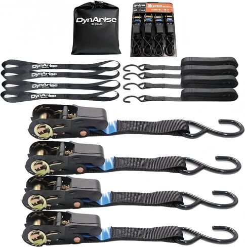 Ratchet Tie Down Straps 4-Pack 1 Inch × 30 Feet Heavy-Duty Ratchet Straps with Flat Hooks, 1800 Lbs Breaking Strength for Truck Motorcycle Trailers Cargo (30 inches) in Saudi Arabia