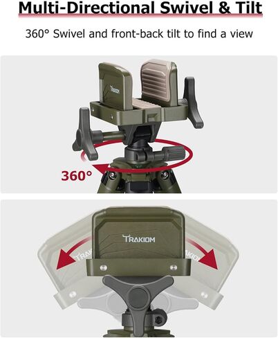 Trakiom Clamping Tripod Rest Camo حامل ثلاثي القوائم مع رأس مشبك متكامل على مستوى الفقاعات، إطار ألومنيوم قوي وخفيف الوزن وأرجل قابلة للتعديل للخارج in Kuwait