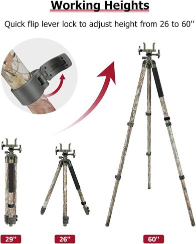 Trakiom Clamping Tripod Rest Camo حامل ثلاثي القوائم مع رأس مشبك متكامل على مستوى الفقاعات، إطار ألومنيوم قوي وخفيف الوزن وأرجل قابلة للتعديل للخارج in Kuwait