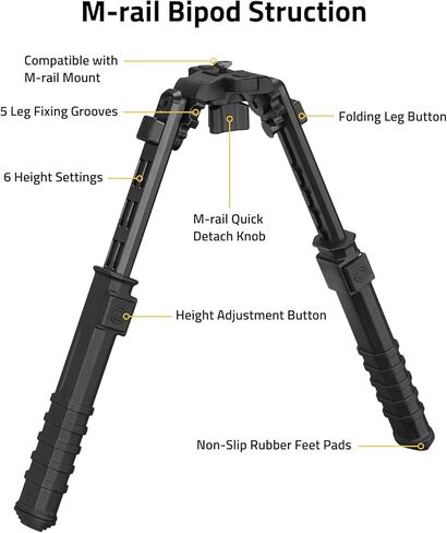 CVLIFE Bipods for Rifles M-Rail Rifle Bipod Quick Release Bipod Foldable Leg Height Adjustable Stable for Hunting and Shooting in Saudi Arabia