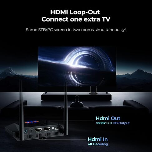 جهاز إرسال واستقبال HDMI لاسلكي 4K فك تشفير 1080P 60HZ، 656 قدم، حلقة HDMI، تمديد الأشعة تحت الحمراء، أنظمة تبريد مزدوجة، 8 قنوات، 1 TX إلى 3 RXS، البث من STB، الكمبيوتر الشخصي، CCTV إلى التلفزيون، جهاز العرض، الشاشة in Kuwait