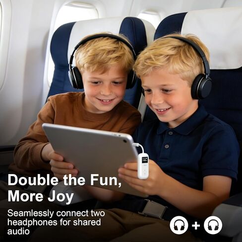 1Mii SafeFly Pro - محول بلوتوث للطائرة لسماعات AirPods أو سماعات الرأس اللاسلكية، مستقبل إرسال بلوتوث AUX 3.5 مم مع شاشة، رابط مزدوج لرحلة السفر، التلفزيون، جهاز المشي، ستيريو السيارة/المنزل in Kuwait