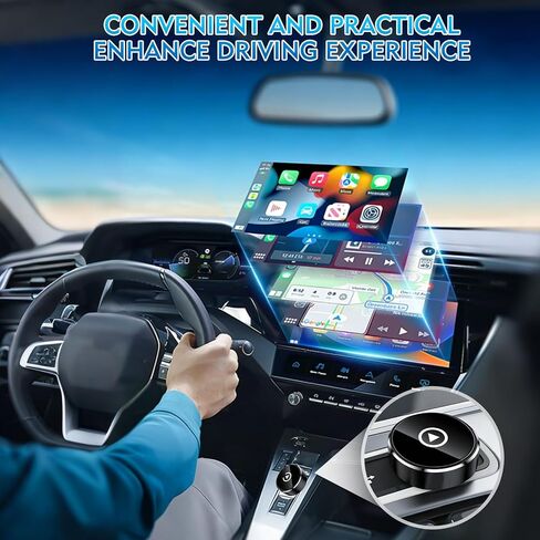 محول CarPlay اللاسلكي، 2 في 1 Mini CarPlay ومحول Android Auto اللاسلكي، التوصيل والتشغيل، الاتصال التلقائي، ملحقات السيارة، دونجل تشغيل السيارة متوافق مع iPhone وAndroid in Kuwait