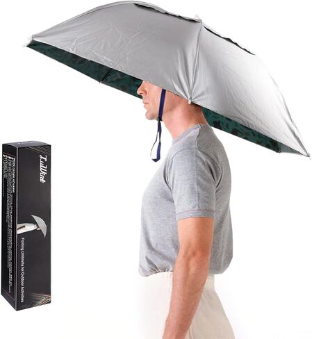 Luwint Umbrella Hat Hands Free, 36‘’ Wide Brim Sun & Rain Hat with Adjustable Chin Strap for Gardening, Fishing, Outdoor Activities in Saudi Arabia