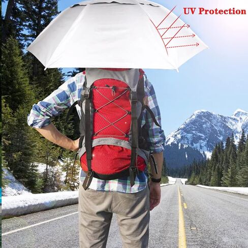 Luwint Umbrella Hat Hands Free, 36‘’ Wide Brim Sun & Rain Hat with Adjustable Chin Strap for Gardening, Fishing, Outdoor Activities in Saudi Arabia