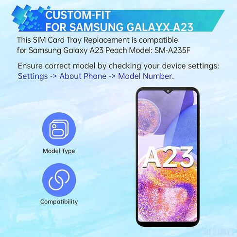Sim Card Tray Replacement for Samsung Galaxy A23 (Single SIM Version) Peach Card Tray Slot Holder Bracket Adapter with Needle Ejector for A23 SM-A235F in Saudi Arabia