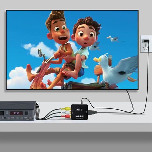 محول Vanjua RCA إلى HDMI، محول AV إلى HDMI، 1080P Mini RCA Composite CVBS محول صوت فيديو يدعم PAL/NTSC لمشغلات DVD TV/PC/PS2/PS3/STB/Xbox VHS/VCR/Blue-Ray in Saudi Arabia