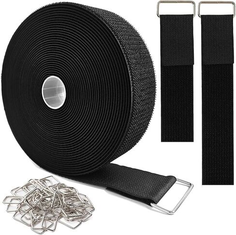 2" x16ft Hook and Loop Straps, Long Adjustable Fastening Straps with 10 Metal Buckles, Cut to Length Cinch Straps, Reusable Nylon Securing Cord Ties for Organizer or Storage in Saudi Arabia