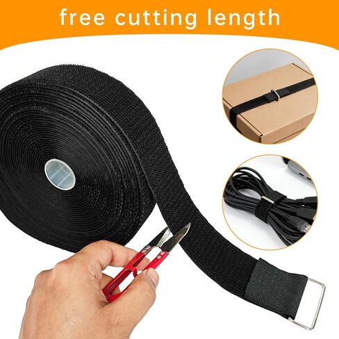 2" x16ft Hook and Loop Straps, Long Adjustable Fastening Straps with 10 Metal Buckles, Cut to Length Cinch Straps, Reusable Nylon Securing Cord Ties for Organizer or Storage in Saudi Arabia