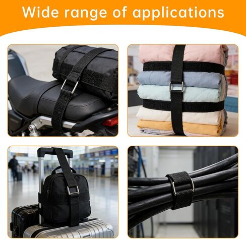 2" x16ft Hook and Loop Straps, Long Adjustable Fastening Straps with 10 Metal Buckles, Cut to Length Cinch Straps, Reusable Nylon Securing Cord Ties for Organizer or Storage in Saudi Arabia