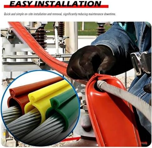 Outdoor High Voltage Cable Protector, Insulated Sile Cord Safety Sleeve for 10kV, 35kV, 110kV Overhead Power Lines (Black, ID 32mm/1.26in) in Saudi Arabia